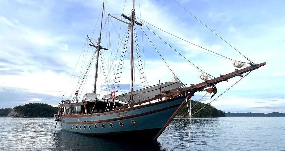 Dewata yacht exterior on the water