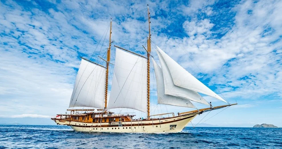 Lamima yacht exterior on the water
