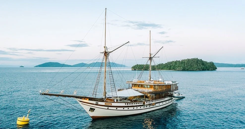 Prana yacht exterior on the water