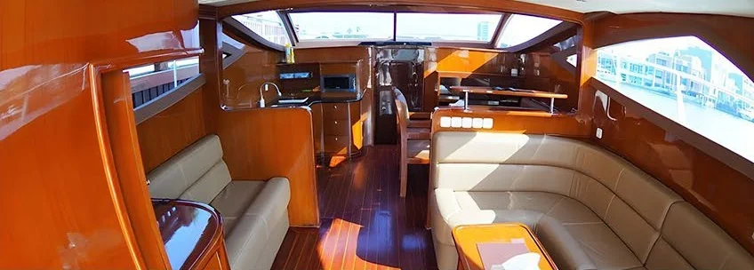 Princess TA - Marathon salon with polished timber and cream seating