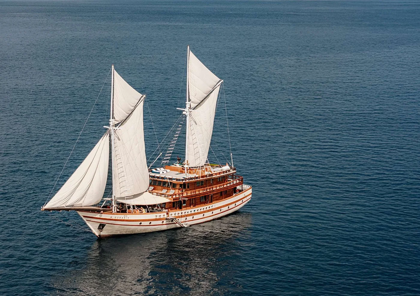 The Maj Oceanic yacht exterior on the water